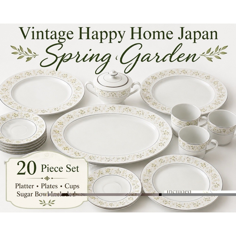 Happy Home Japan Spring Garden China Set 20 Pc Floral‎ Dinnerware Platter Plates